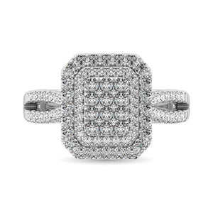 Diamond Double Halo Engagement Ring 1.00 Carats 14K White Gold