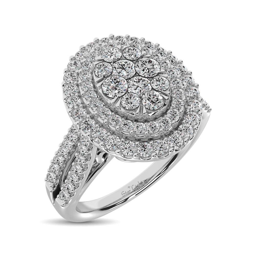 Diamond Double Halo Engagement Ring 1.00 Carats 14K White Gold