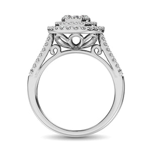 Diamond Double Halo Engagement Ring 1.00 Carats 14K White Gold