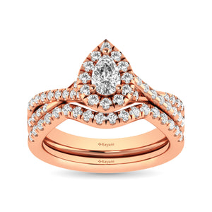 Diamond Twist Shank Single Halo Bridal Ring 1.00 Carat 14K Gold