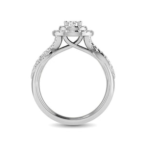 Diamond Twist Shank Double Halo Bridal Ring 14KT Gold