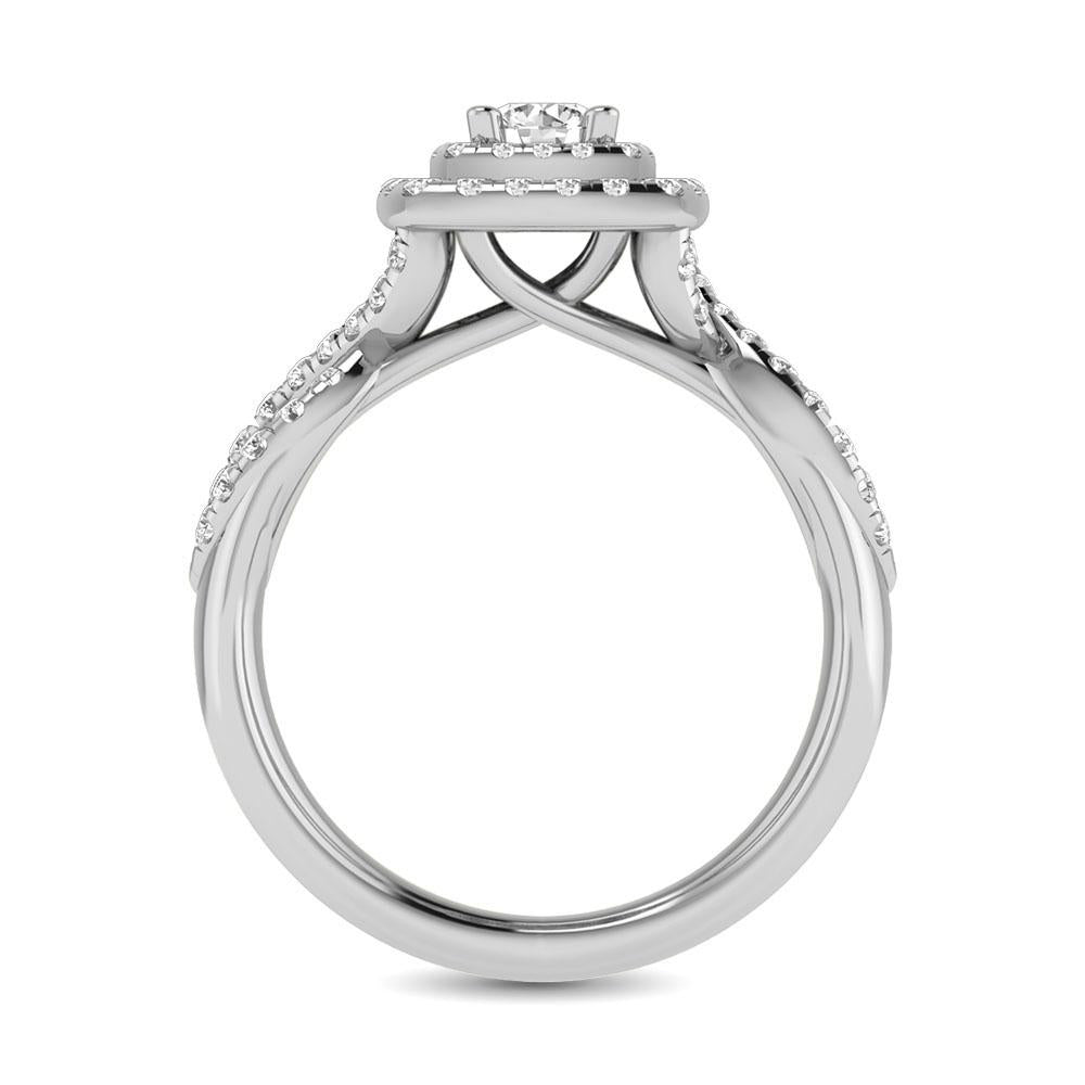 Diamond Twist Shank Double Halo Bridal Ring 14KT Gold