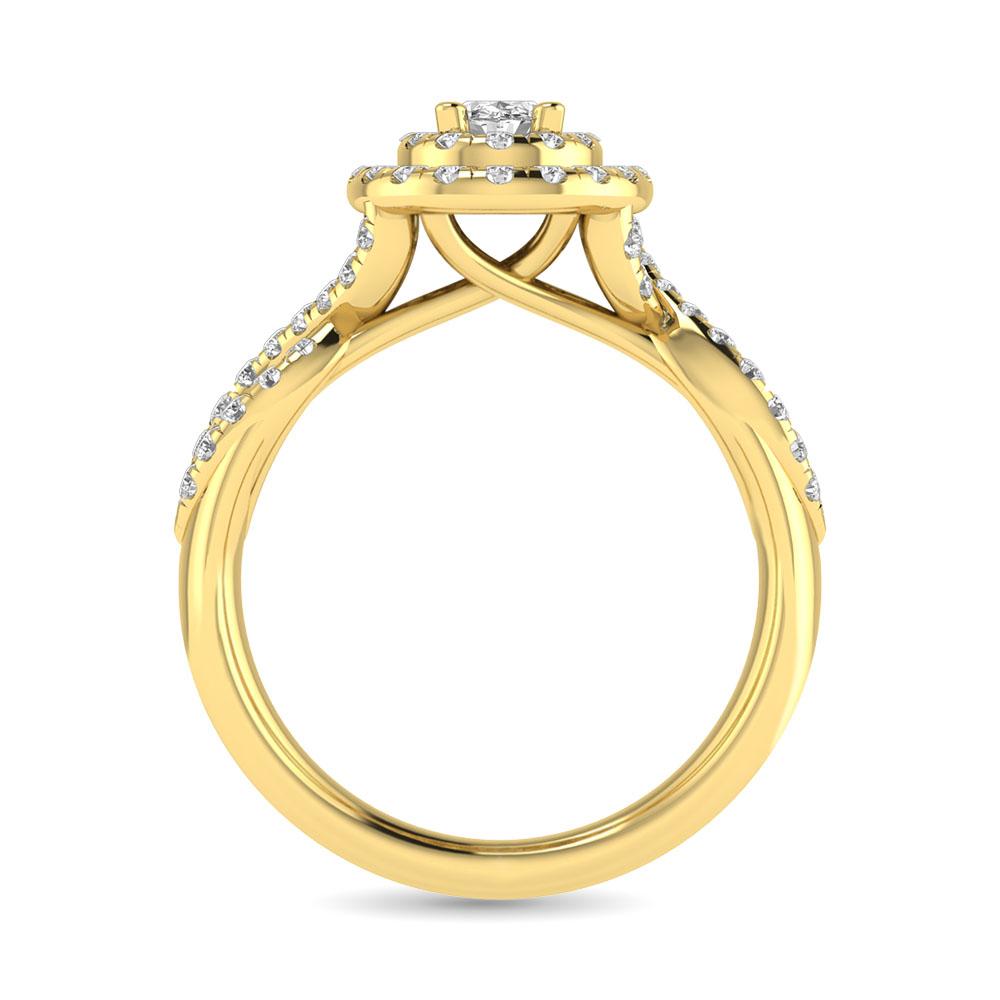 Diamond Twist Shank Double Halo Bridal Ring 14KT Gold