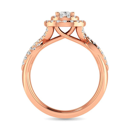 Twist Shank Double Halo Bridal Ring in 14KT Gold - Available in Multiple Cuts