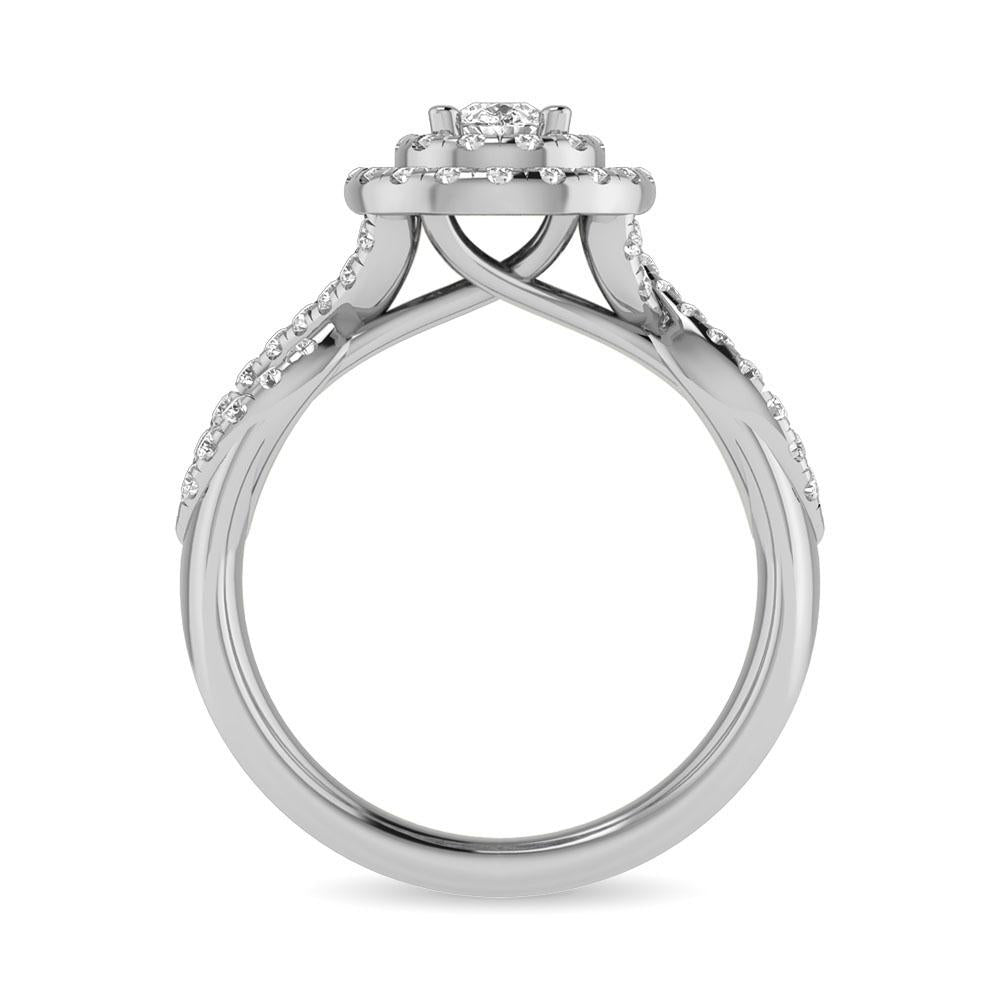 Diamond Twist Shank Double Halo Bridal Ring 14KT Gold