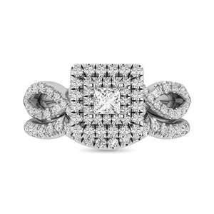 Diamond Twist Shank Double Halo Bridal Ring 14KT Gold