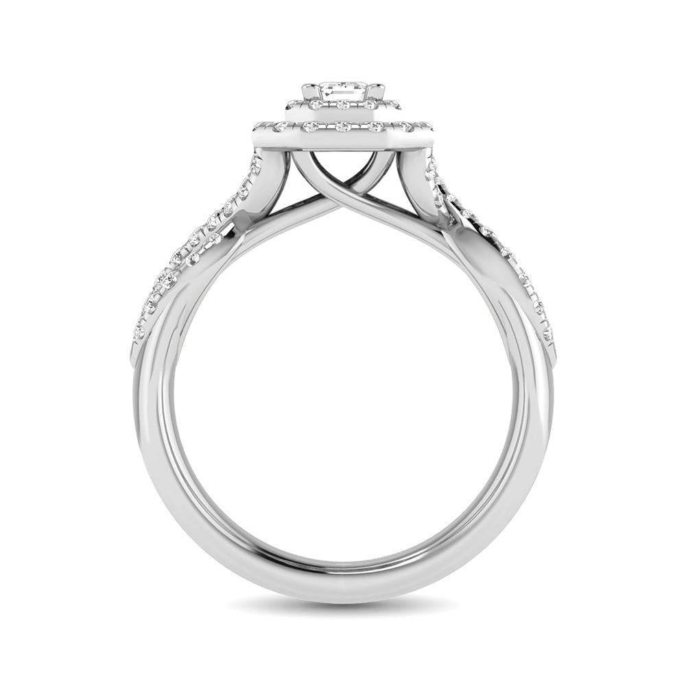 Diamond Twist Shank Double Halo Bridal Ring 14KT Gold