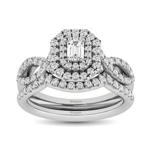 Diamond Twist Shank Double Halo Bridal Ring 14KT Gold