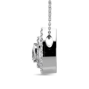 Diamond Halo Pendant 14K White Gold with Chain