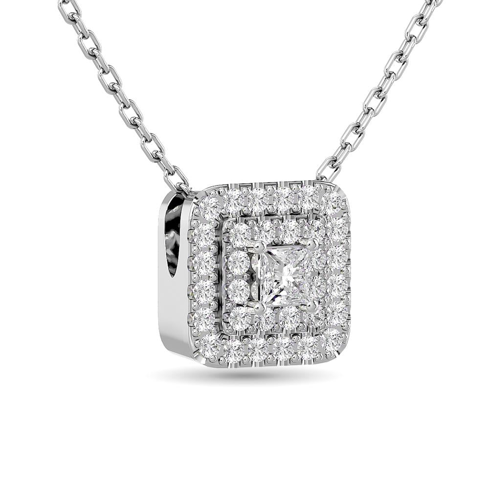 Diamond Halo Pendant in 14K White Gold - Multiple Cuts Available