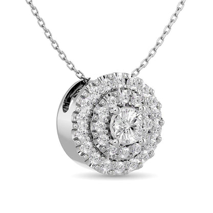 Diamond Halo Pendant in 14K White Gold - Multiple Cuts Available