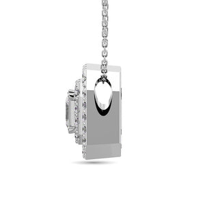Diamond Halo Pendant 14K White Gold with Chain