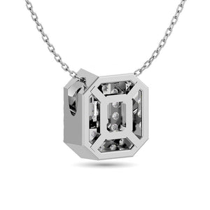 Diamond Halo Pendant 14K White Gold with Chain