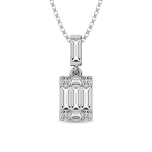 Diamond Fashion Pendant Radiant Cut 0.17 Carats 14KT White Gold with Chain
