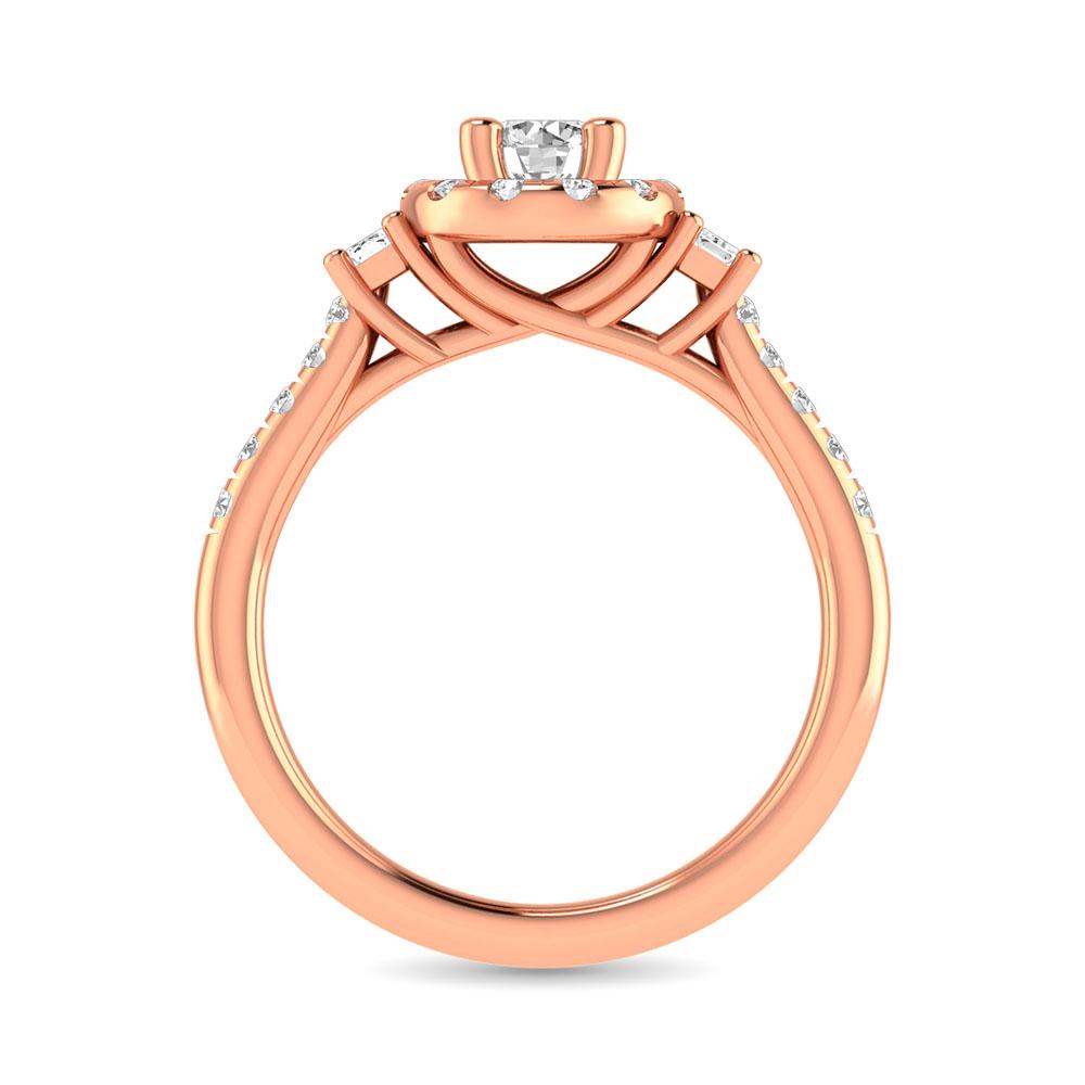 Diamond Classic Shank Single Halo Ring 1.00 Carats 14KT Gold