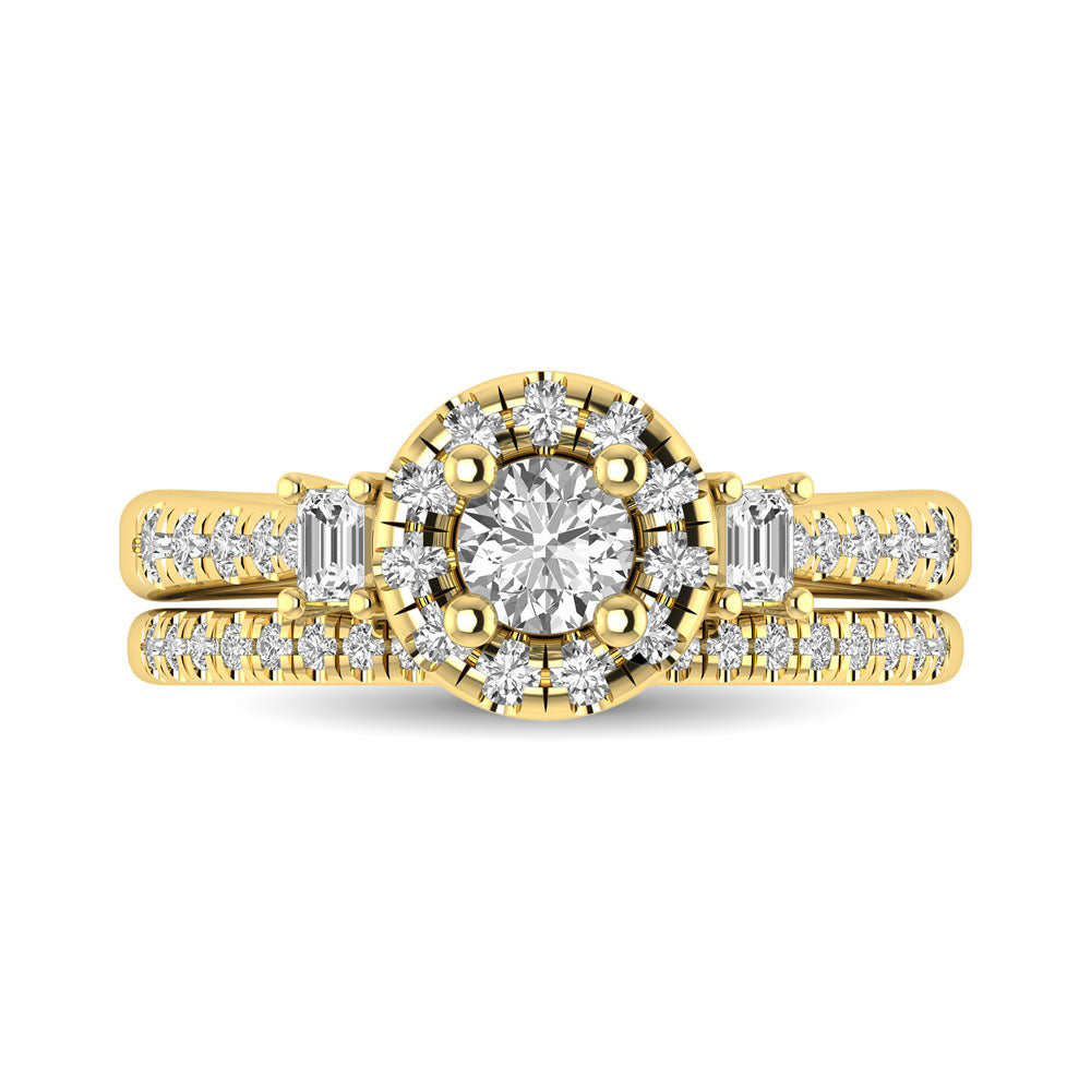 Diamond Classic Shank Single Halo Ring 1.00 Carats 14KT Gold
