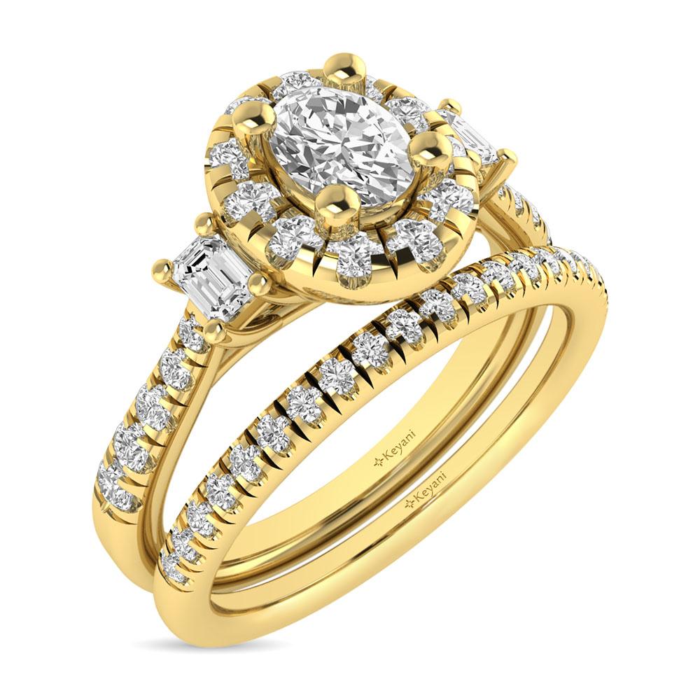 Diamond Classic Shank Single Halo Ring 1.00 Carats 14KT Gold