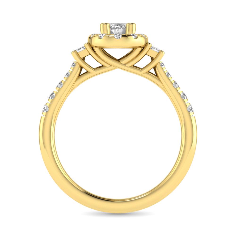 Diamond Classic Shank Single Halo Ring 1.00 Carats 14KT Gold
