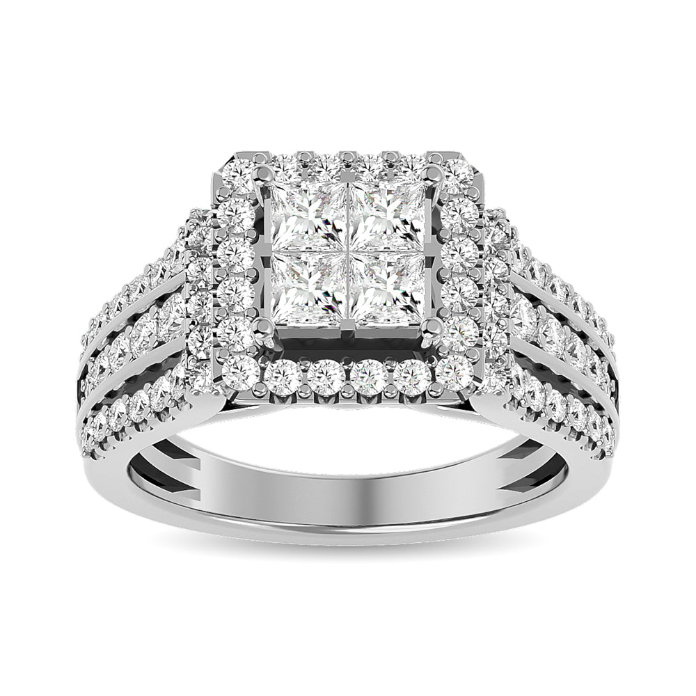 Diamond Engagement Ring Princess Cut 1.00 Carats 14K White Gold