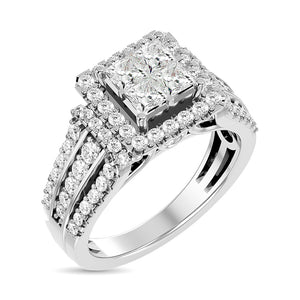 Diamond Engagement Ring Princess Cut 1.00 Carats 14K White Gold