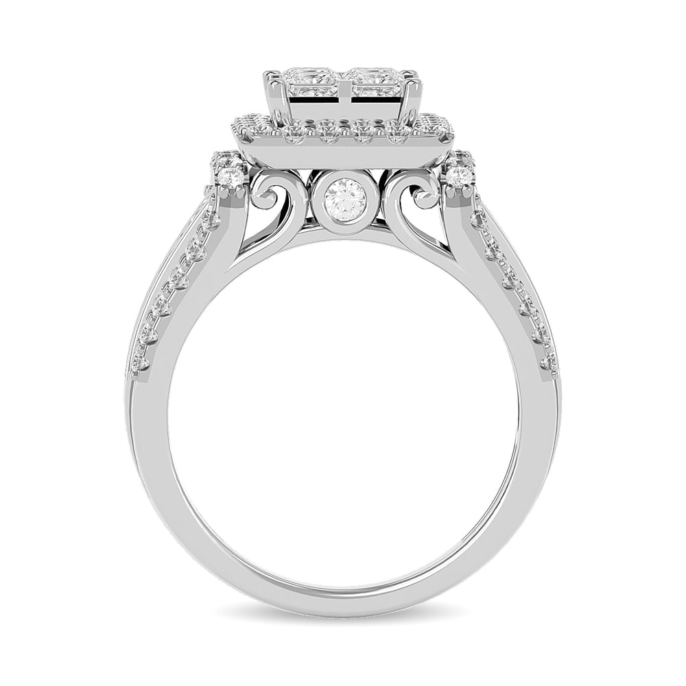 Diamond Engagement Ring Princess Cut 1.00 Carats 14K White Gold