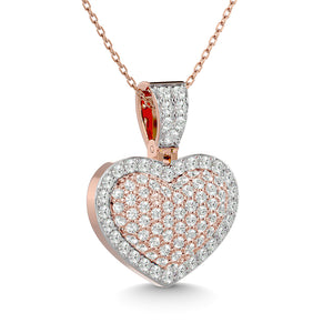 Diamond Heart Pendant with Chain 1.00 Carat in 10KT Gold and White Gold Touch