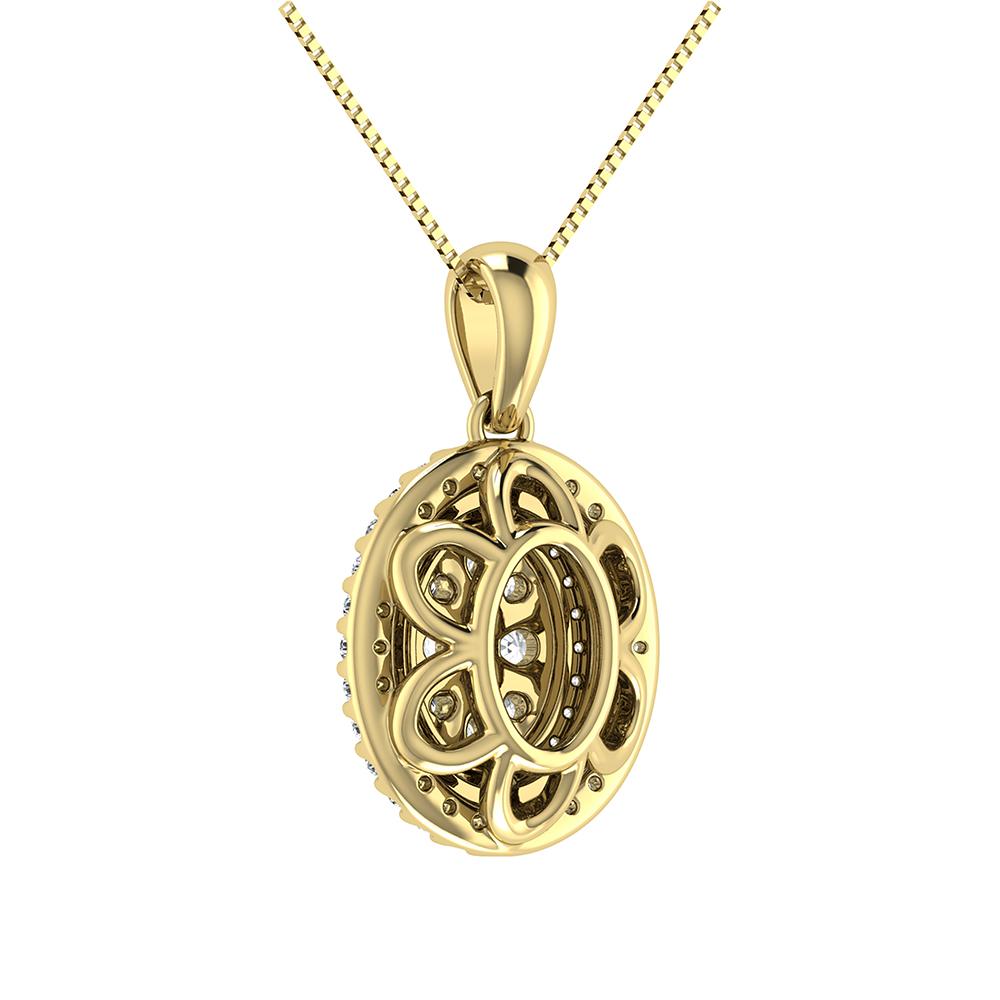 Double Halo Diamond Pendant with Free Chain - 0.75 Carats in 10KT Gold