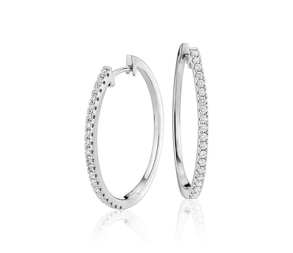 Large Round Cut Diamond Hoop Earrings - 1.52 Carats in 10KT Yellow Gold