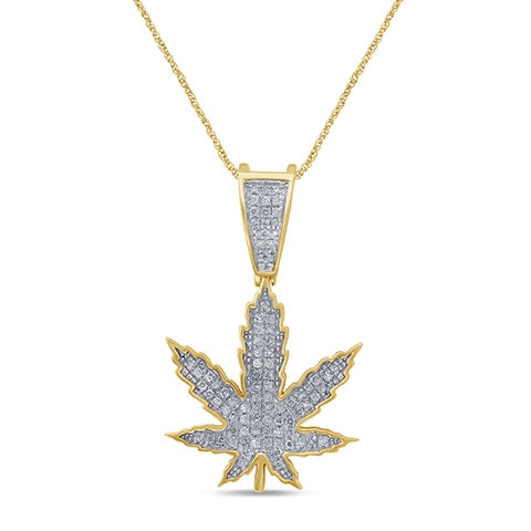 Diamond Leaf Pendant - 0.19 Carats in 10KT Yellow Gold