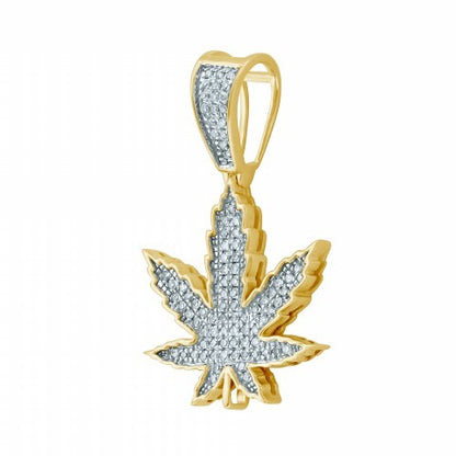 Diamond Leaf Pendant - 0.19 Carats in 10KT Yellow Gold