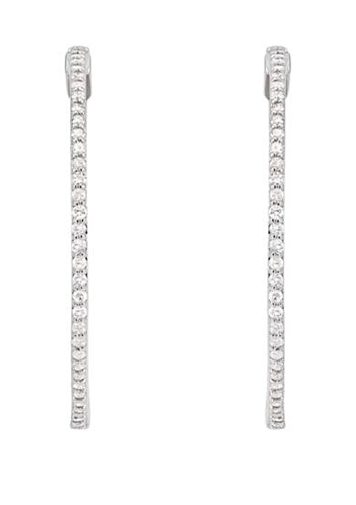 Diamond Hoops Large Round Cut 10KT White Gold