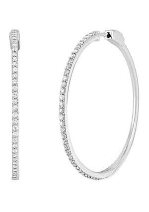 Diamond Hoops Large Round Cut 10KT White Gold