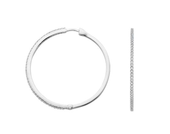 Diamond Hoops Large Round Cut 10KT White Gold