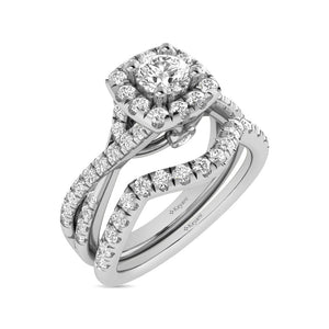 Diamond Engagement Ring with Wedding Band 1.00 Carats Round Cut 14KT White Gold