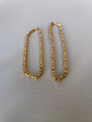 Diamond Cut Curb Link Bracelet, Chain 10KT 2 Tone Gold