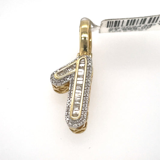 Diamond Initial or Number Pendant in Yellow Gold