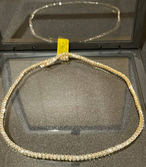 Diamond Tennis Necklace Round Cut 1.47 Carats 14KT Yellow Gold