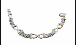Diamond Tennis Bracelet Infinity with Links Round Cut 2.45 Carats 14KT White Gold