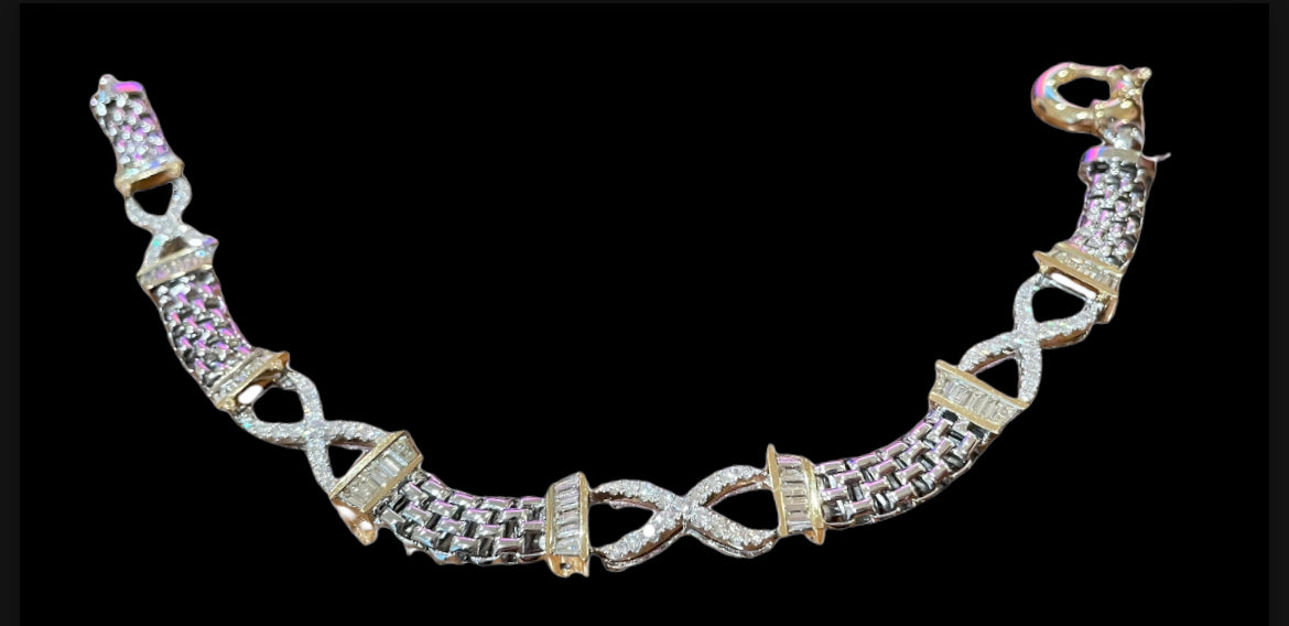 Diamond Tennis Bracelet Infinity with Links Round Cut 2.45 Carats 14KT White Gold
