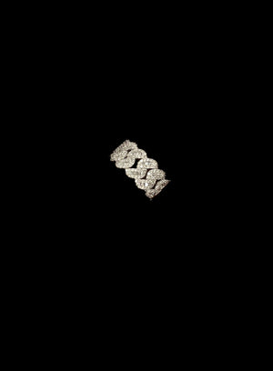 Diamond Cuban Link Ring Round Cut 1.00 Carats 10KT Yellow Gold