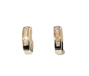 Diamond Huggie Earrings Round, Baguette Cut 0.21 Carats 14KT Gold