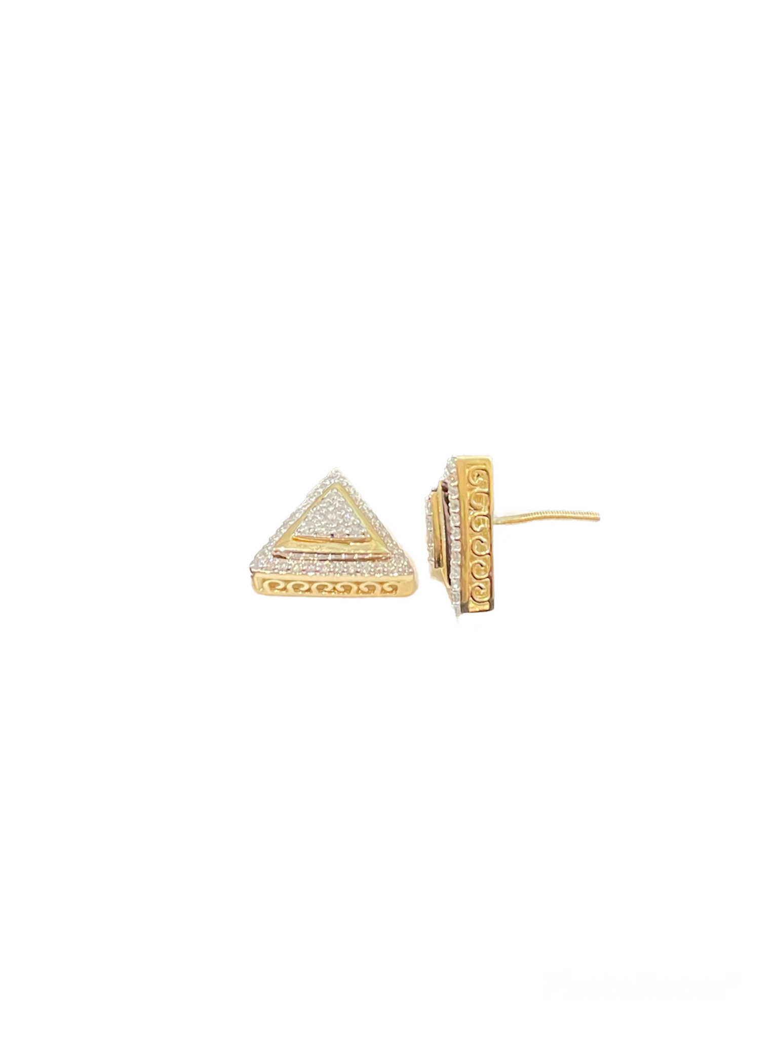 Diamond Men's Triangle Stud Earrings 0.50 Carats 10KT Gold