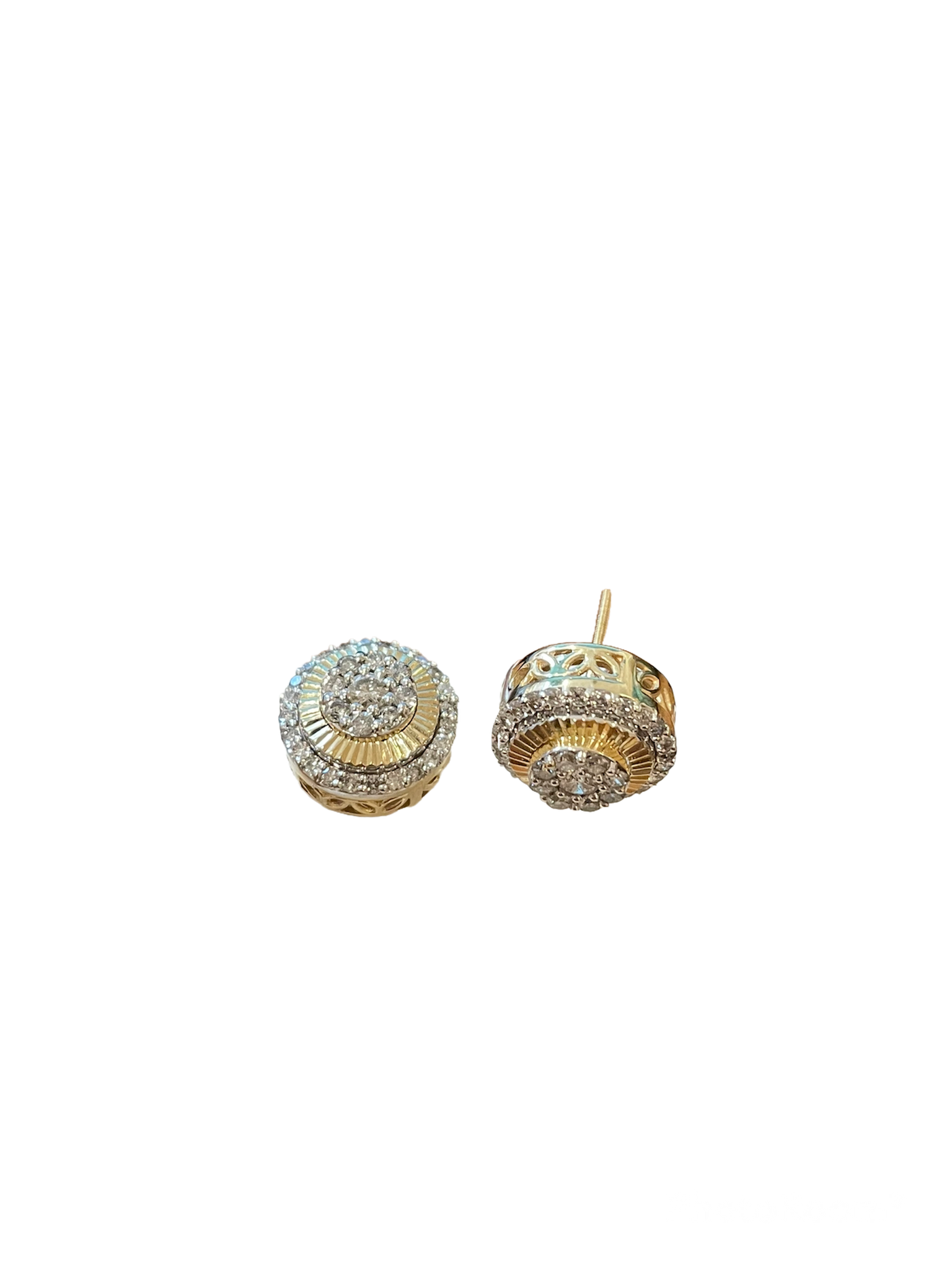 Diamond Men's Round Stud Earrings 1.00 Carats 10KT Gold