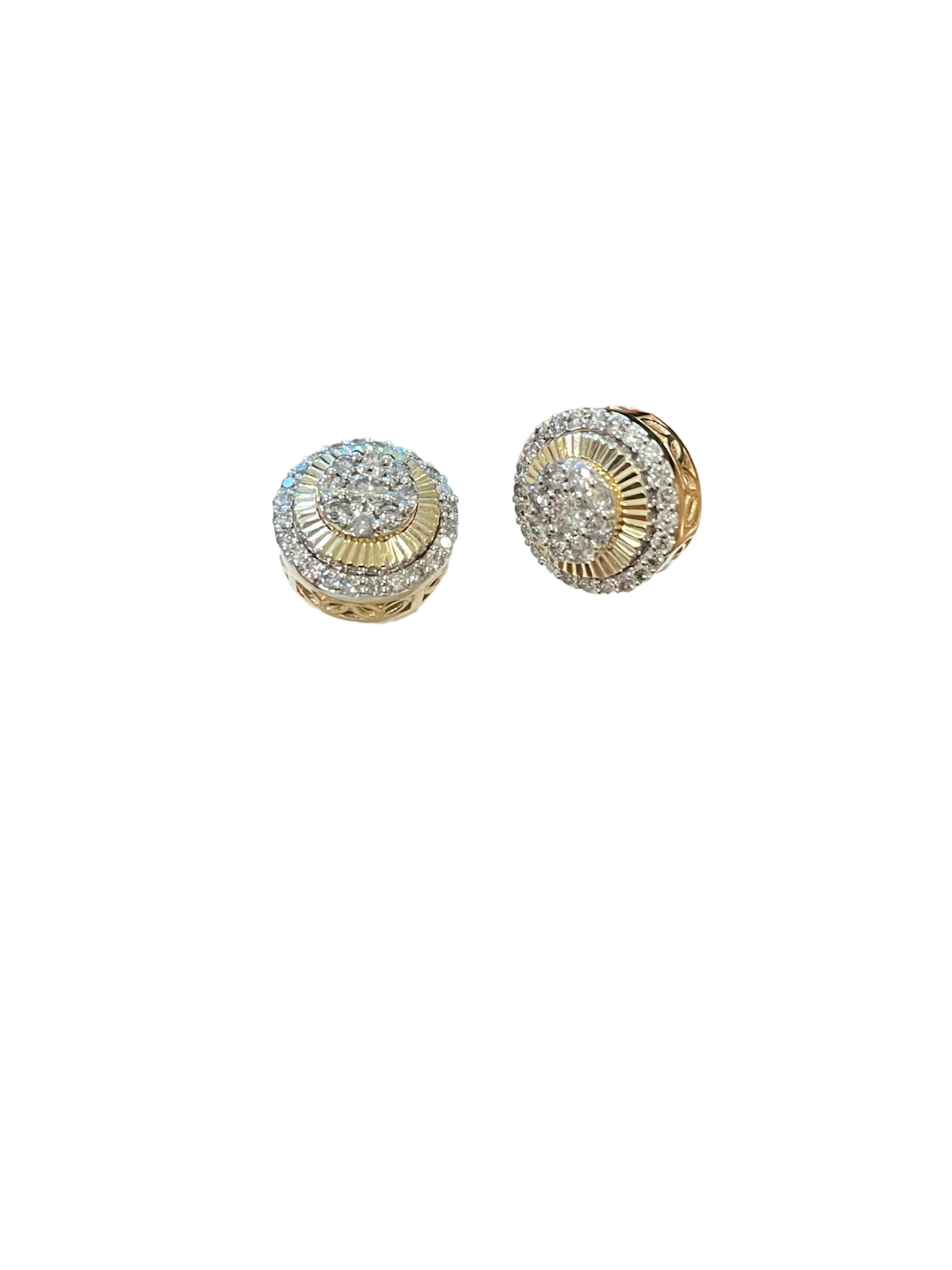 Men's Round Diamond Stud Earrings - 1.00 Carats in 10KT Yellow Gold