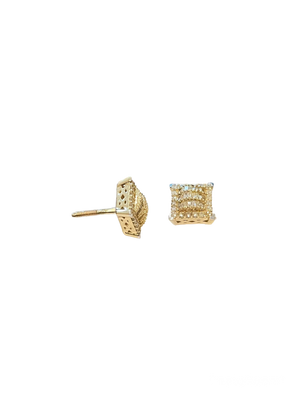 Diamond Men's Princess Textured Stud Earrings Round/Baguette 0.52 Carats 10KT Gold