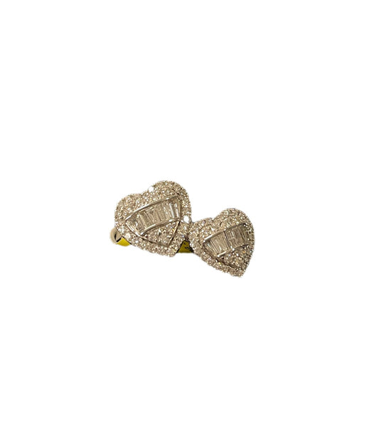 Diamond Double Heart Ring - Baguette Cut 0.72 Carat in 14KT Gold