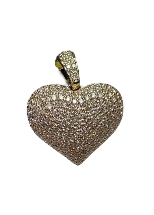 3D Heart Diamond Pendant - 2.00 Carats in 10KT Yellow Gold