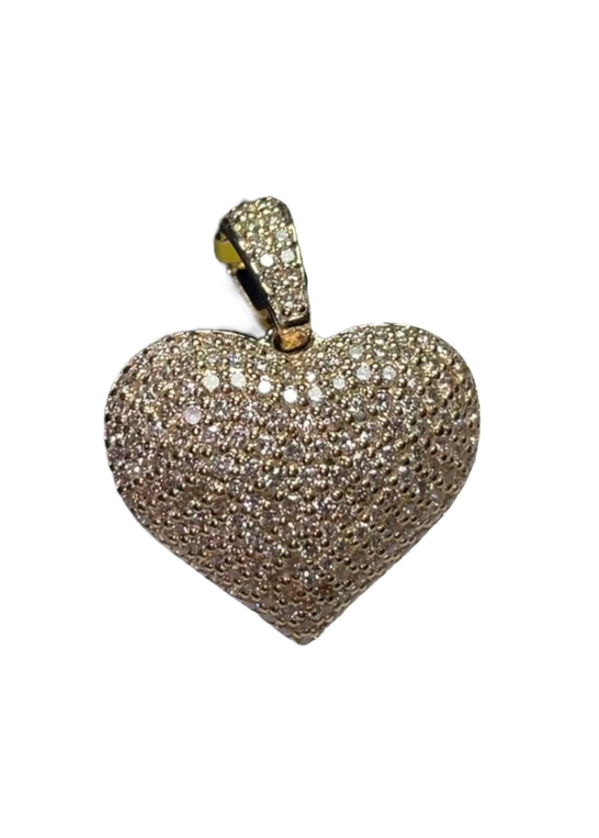 Diamond 3D Heart Pendant 2.00 Carat in 10KT Yellow Gold