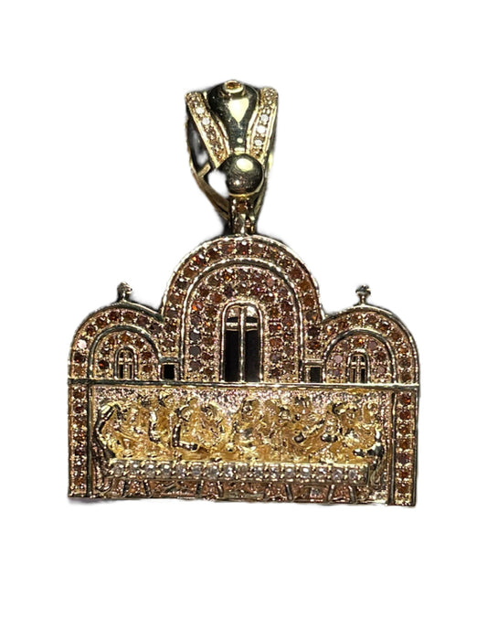 Chocolate and White Diamond 'Last Supper' Pendant - 0.61 Carats in 10KT Yellow Gold