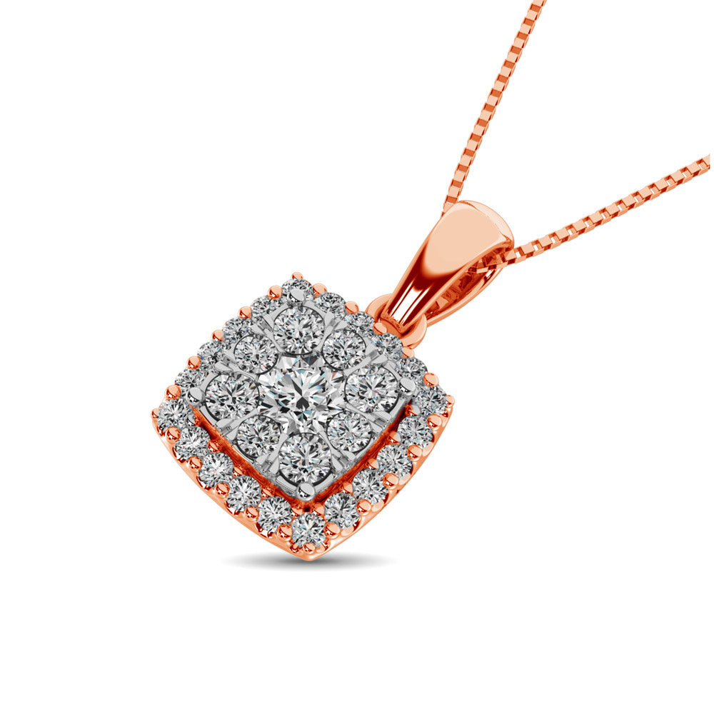 Diamond Pendant with Halo - 0.67 Carats in 14KT Gold, Try at Home